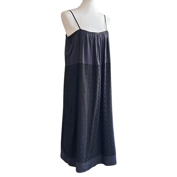 Madewell Silk Blend Slip Dress – Black Cutout Overlay, Navy Base, Size 10 - Picture 1 of 6